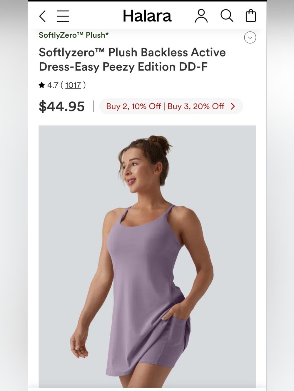 Halara Softlyzero Plush Backless Active Dress, size XL - Picture 2 of 11